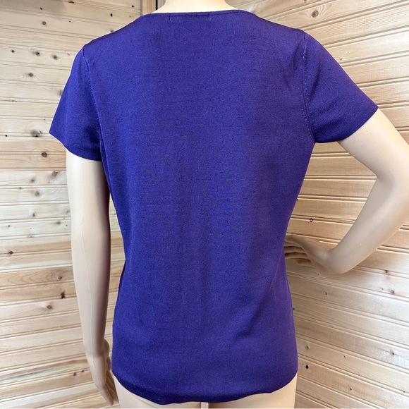 Liz Claiborne Purple Rayon Top Short Sleeved - Picture 2 of 8